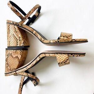 Free People Liv Block Heel Snakeskin Strappy Sandals Heels Animal Shoes